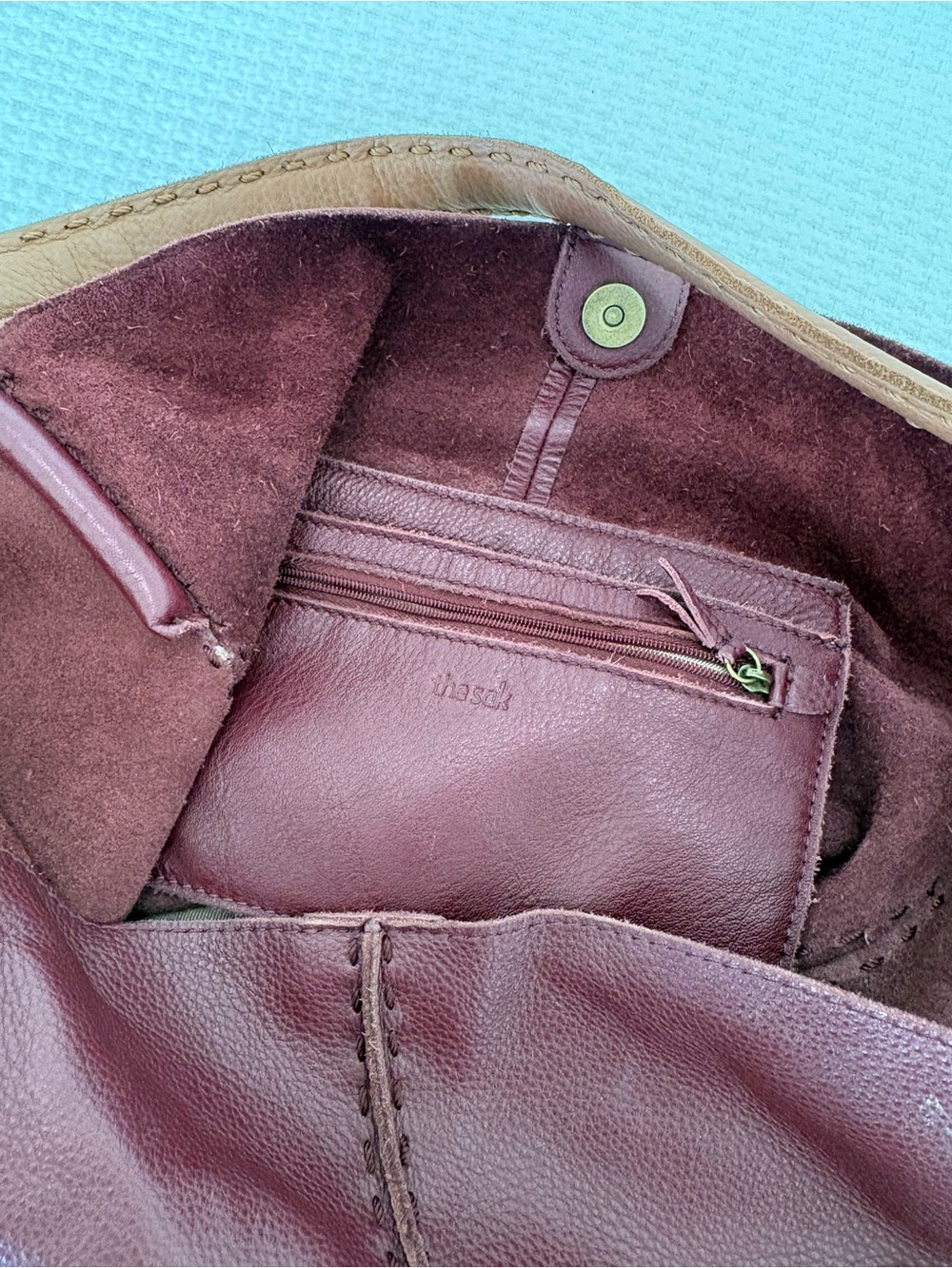 The Sak Los Feliz Burgundy Leather Tote Bag with Tassel - Picture 7 of 10